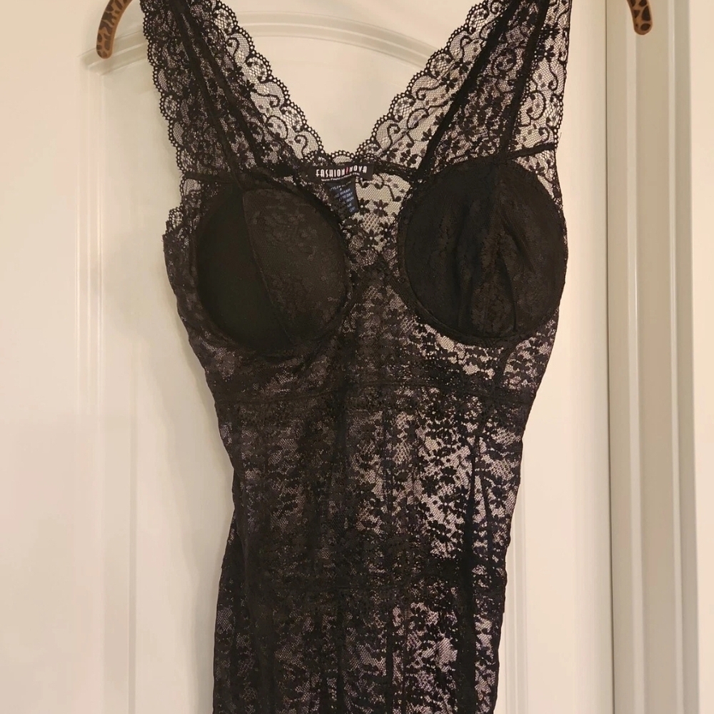 Fashion Nova Black Lace Chemise